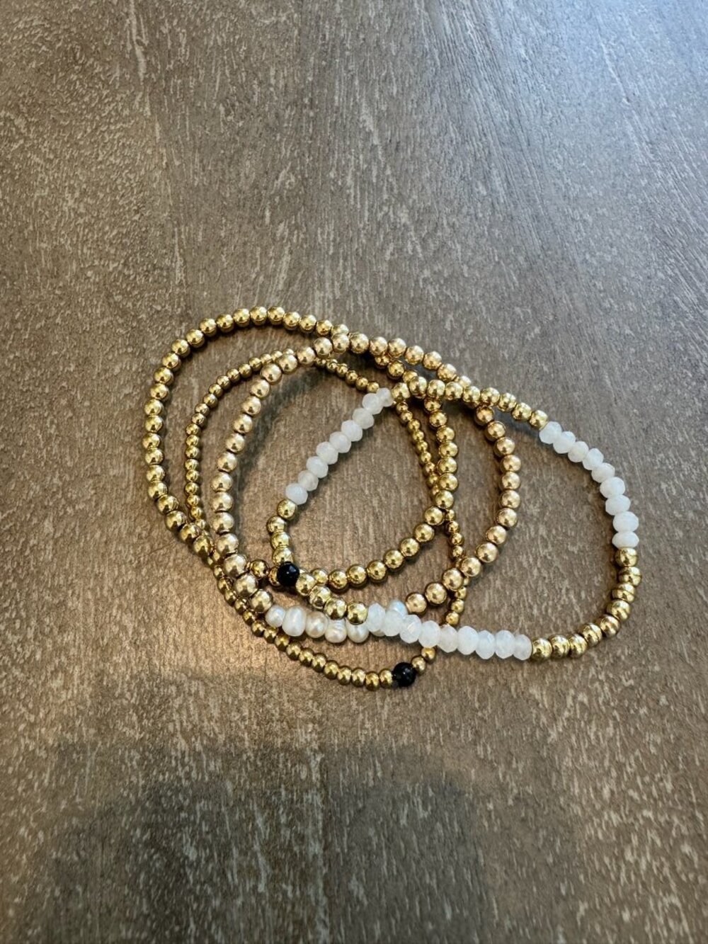 Gold & Stone Beaded Bracelets